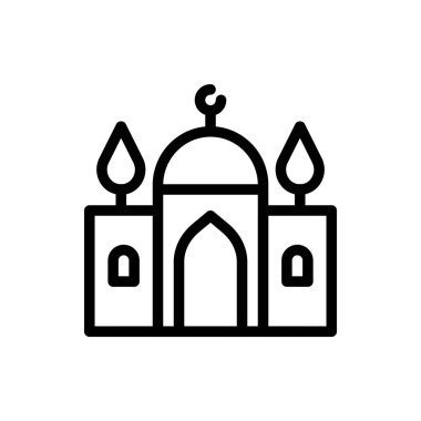 Şeffaf bir arkaplan üzerinde cami vektör çizimi. Premium kalite semboller. Konsept ve grafik tasarım için ince çizgi simgesi.