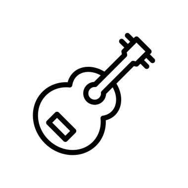 Şeffaf bir arkaplan üzerinde gitar vektör çizimi. Konsept ve grafik tasarım için ince çizgi simgesi.. 