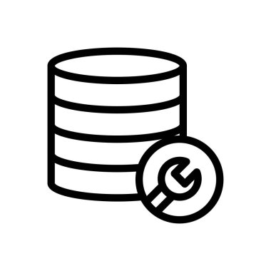 Şeffaf bir arkaplanda veritabanı vektör çizimi. Konsept ve grafik tasarımı için ince çizgi simgesi.. 