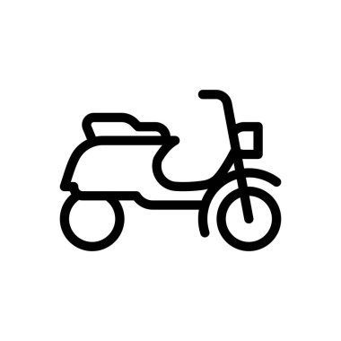 Saydam bir arkaplan üzerinde scooter vektör çizimi. Premium kalite semboller. Konsept ve grafik tasarım için ince çizgi simgesi. 