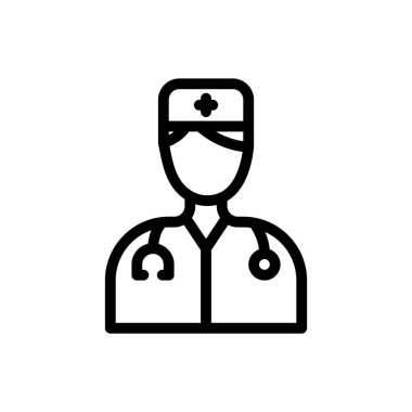 Şeffaf bir arkaplan üzerinde doktor vektör çizimi. Premium kalite semboller. Konsept ve grafik tasarım için ince çizgi simgesi.