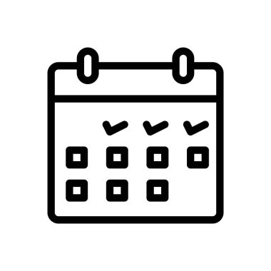 Şeffaf bir arkaplanda takvim vektör illüstrasyonu. Konsept ve grafik tasarımı için ince çizgi simgesi.. 