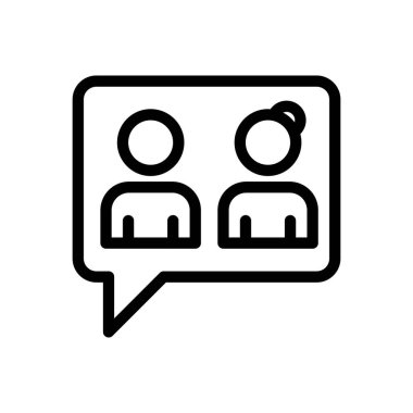 Şeffaf bir arkaplan üzerinde sohbet vektör illüstrasyonu. Konsept ve grafik tasarımı için ince çizgi simgesi..