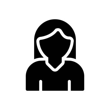 Saydam bir arkaplanda kadın vektör illüstrasyonu. Konsept ve grafik tasarım simgeleri..