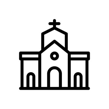 Şeffaf bir arkaplan üzerinde kilise vektör çizimi. Premium kalite semboller. Konsept ve grafik tasarım için ince çizgi simgesi..
