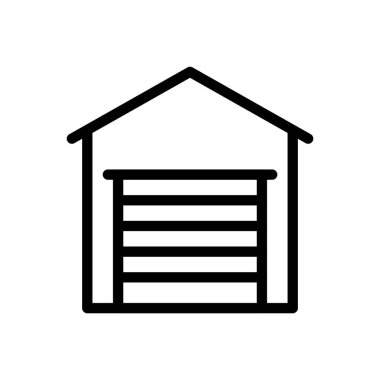 Saydam bir arkaplanda depo vektör çizimi. Premium kalite semboller. Konsept ve grafik tasarım için ince çizgi simgesi.