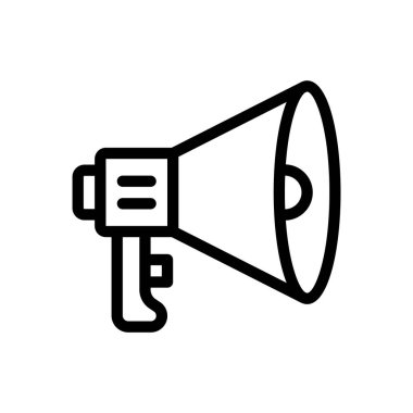 Şeffaf bir arkaplanda megafon vektör çizimi. Konsept ve grafik tasarımı için ince çizgi simgesi..