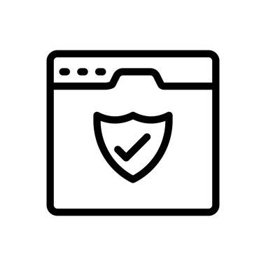 Saydam bir arkaplan üzerinde web sayfası vektör illüstrasyonu. Konsept ve grafik tasarımı için ince çizgi simgesi..