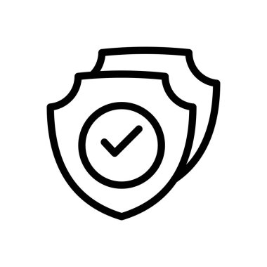 Saydam bir arkaplanda kalkan vektör çizimi. Premium kalite semboller. Konsept ve grafik tasarım için ince çizgi simgesi.