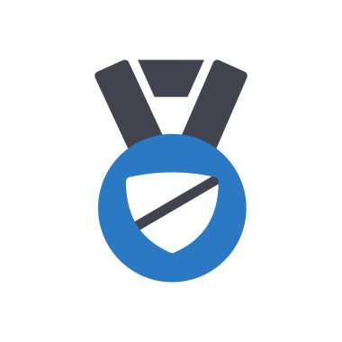 Şeffaf bir arkaplanda madalya vektör illüstrasyonu. Konsept ve grafik tasarım simgeleri için kaliteli semboller.. 