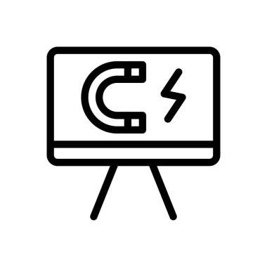 Şeffaf bir arkaplanda mıknatıs vektör çizimi. Konsept ve grafik tasarım için ince çizgi simgesi.. 