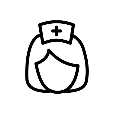 Saydam bir arkaplan üzerinde hemşire vektör çizimi. Premium kalite semboller. Konsept ve grafik tasarım için ince çizgi simgesi. 