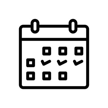 Şeffaf bir arkaplanda takvim vektör illüstrasyonu. Konsept ve grafik tasarımı için ince çizgi simgesi..