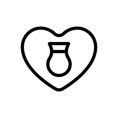 Şeffaf bir arkaplan üzerinde kalp vektör çizimi. Konsept ve grafik tasarım için ince çizgi simgesi..