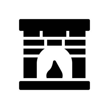 Şeffaf bir arkaplan üzerinde şömine vektör çizimi. Konsept ve grafik tasarım simgeleri için kaliteli semboller.. 