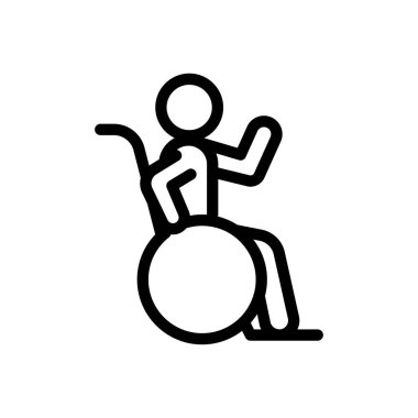 Saydam bir arkaplan üzerinde tekerlekli sandalye vektör çizimi. Konsept ve grafik tasarım için ince çizgi simgesi.. 