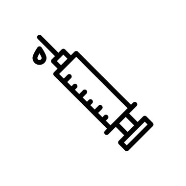 Şeffaf bir arkaplanda enjeksiyon vektör çizimi. Premium kalite sembolleri. Konsept ve grafik tasarım için ince çizgi simgesi. 