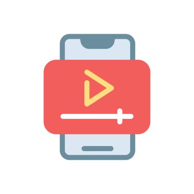 Saydam bir arkaplan üzerinde video vektör illüstrasyonu. Konsept ve grafik tasarım için kaliteli simgeler..