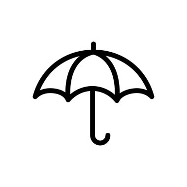 Şeffaf bir arkaplanda şemsiye vektör çizimi. Konsept ve grafik tasarım için ince çizgi simgesi.. 