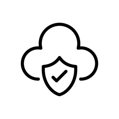 Şeffaf bir arkaplanda bulut vektör çizimi. Konsept ve grafik tasarımı için ince çizgi simgesi.. 