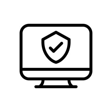 Saydam bir arkaplan üzerinde ekran vektör çizimi. Premium kalite semboller. Konsept ve grafik tasarım için ince çizgi simgesi.