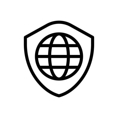 Şeffaf bir arkaplan üzerinde küresel vektör çizimi. Premium kalite sembolleri. Konsept ve grafik tasarım için ince çizgi simgesi.