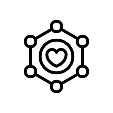 Şeffaf bir arkaplan üzerinde kalp vektör çizimi. Konsept ve grafik tasarım için ince çizgi simgesi..