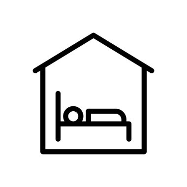 Saydam bir arkaplan üzerinde otel vektör çizimi. Konsept ve grafik tasarımı için ince çizgi simgesi.. 