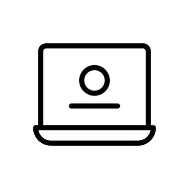 Şeffaf bir arkaplanda dizüstü bilgisayar vektör çizimi. Premium kalite semboller. Konsept ve grafik tasarım için ince çizgi simgesi.