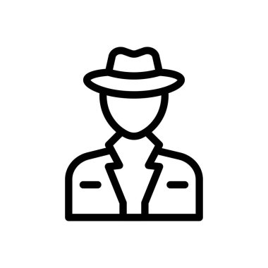 Şeffaf bir arkaplan üzerinde casus vektör çizimi. Premium kalite semboller. Konsept ve grafik tasarım için ince çizgi simgesi.