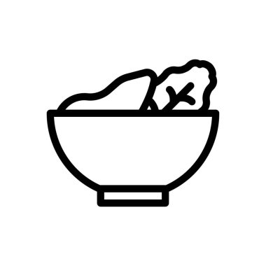 Saydam bir arkaplanda salata vektör çizimi. Konsept ve grafik tasarım için ince çizgi simgesi..