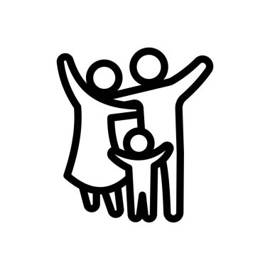 Şeffaf bir arkaplan üzerinde aile vektör çizimi. Konsept ve grafik tasarım için ince çizgi simgesi..