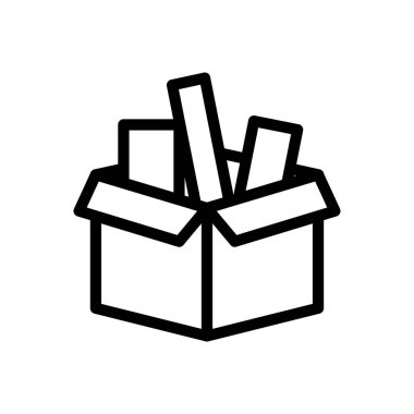 Şeffaf bir arkaplanda kutu vektör çizimi. Konsept ve grafik tasarım için ince çizgi simgesi..