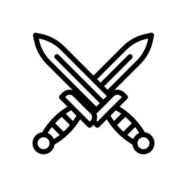 Şeffaf bir arkaplanda kılıç vektör çizimi. Premium kalite semboller. Konsept ve grafik tasarım için ince çizgi simgesi.