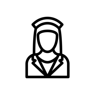 Saydam bir arkaplan üzerinde hemşire vektör çizimi. Premium kalite semboller. Konsept ve grafik tasarım için ince çizgi simgesi.