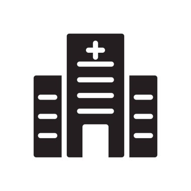 Saydam bir arkaplan üzerinde hastane vektör çizimi. Konsept ve grafik tasarım simgeleri için kaliteli semboller..