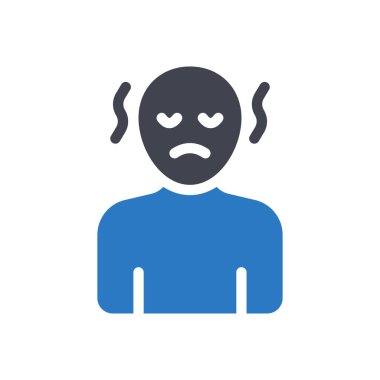 Şeffaf bir arkaplanda baş ağrısı vektör illüstrasyonu. Konsept ve grafik tasarım simgeleri için kaliteli semboller..