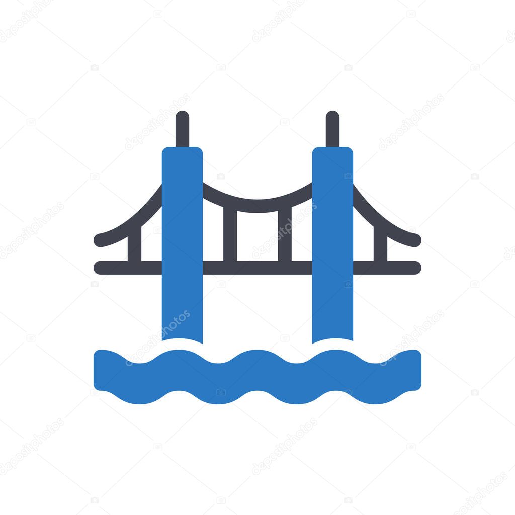bridge vector illustration on a transparent background.Premium quality symbols.Glyphs icon for concept and graphic design.