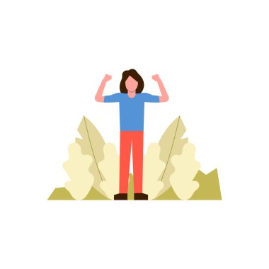 The girl is showing her strength.