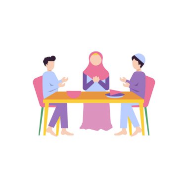 The family is praying for Iftar.