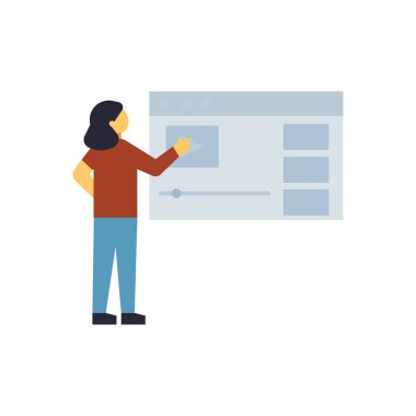 The girl is watching the video.