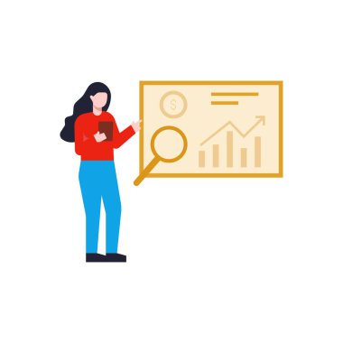 Girl searching on presentation board.