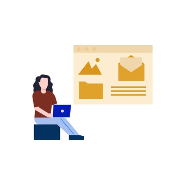 Kız laptopunu kullanıyor..