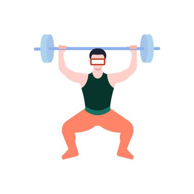 The boy is doing weightlifting.