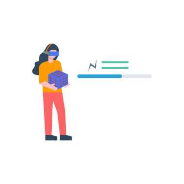 A girl working on futuristic technology.