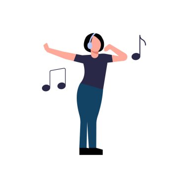 Müzik dinleyen kulaklık takan bir kız..