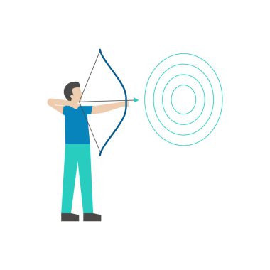 The boy is shooting archery.