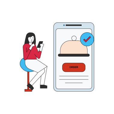 The girl is ordering food online.