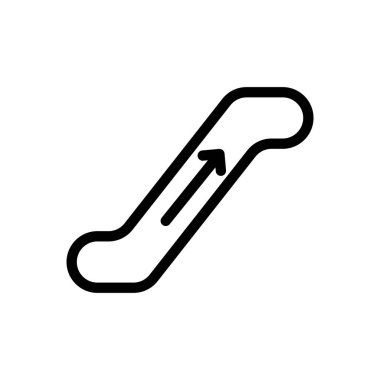 Şeffaf bir arkaplanda yürüyen merdiven vektör çizimi. Konsept ve grafik tasarımı için ince çizgi simgesi..