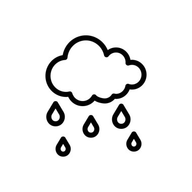 Şeffaf bir arkaplanda yağmur vektör çizimi. Konsept ve grafik tasarım için ince çizgi simgesi..